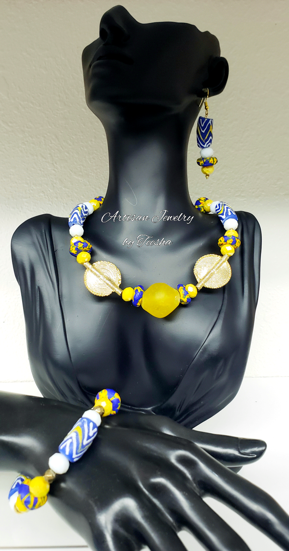 Women's krobo beads necklace set.